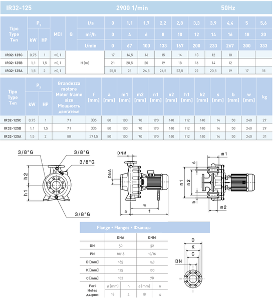 Насос моноблочный SAER IR32-125 C 2207 фото